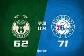 76人半场71-62领先雄鹿 恩比德24+8+4 特纳17分 罗林斯16+5